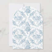 クラシック青エレガント白フローラトイル 招待状 (裏面)