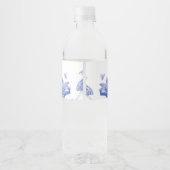 クラシック青エレガント白フローラ結婚ズ ペットボトルラベル (裏面)