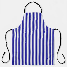 クラシック青ストライプの白 エプロン