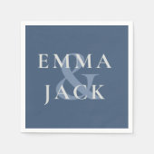 クラシック青セリフエレガントフォントモダンアンパサンド スタンダードカクテルナプキン (正面)