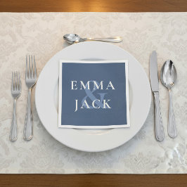 クラシック青セリフエレガントフォントモダンアンパサンド スタンダードカクテルナプキン