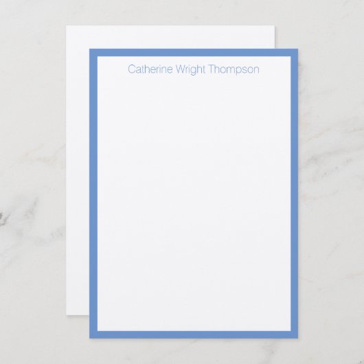 クラシック青パーソナライズされたと白の垂直注記 招待状 (正面/裏面)