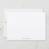 クラシック青パーソナライズされたと白の垂直注記 招待状 (裏面)