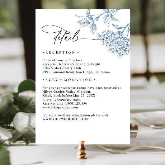 クラシック青ビクトリアンフローラ結婚ズ エンクロージャーカード