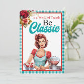 クラシック青ピンナップバースデーパーティ招待状 招待状 (スタンド正面)