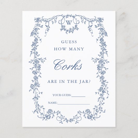 クラシック青フランスのの「数を推測する」ブライダルゲーム (正面)