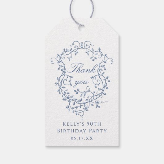 クラシック青フランスのフローラクレストありがとう ギフトタグ (裏面)