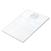 クラシック青フランスのフローラクレストモノグラムレシピ ノートパッド (アングル)