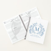 クラシック青フランスのフローラクレストモノグラムレシピ ノートブック (内部)