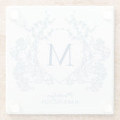 クラシック青フランスのフローラクレストモノグラム ガラスコースター (裏面)