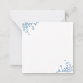 クラシック青フランスのフローラクレストモノグラム ノートカード (裏面)