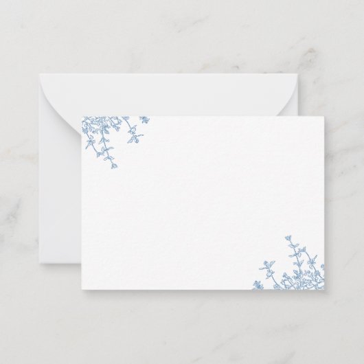 クラシック青フランスのフローラクレストモノグラム ノートカード (裏面)