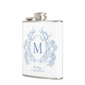 クラシック青フランスのフローラクレストモノグラム フラスク (左)