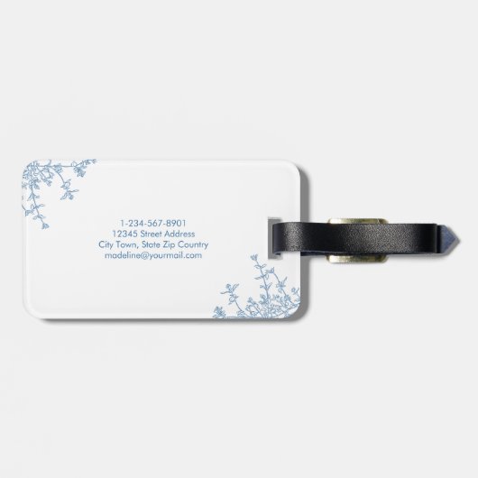 クラシック青フランスのフローラクレストモノグラム ラゲッジタグ (裏面横)