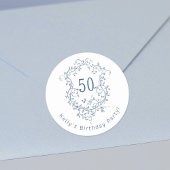 クラシック青フランスのフローラクレスト50誕生日 ラウンドシール