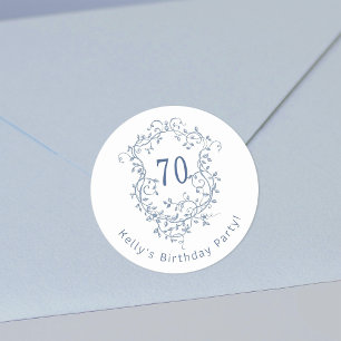 クラシック青フランスのフローラクレスト70誕生日 ラウンドシール