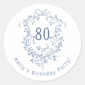 クラシック青フランスのフローラクレスト80誕生日 ラウンドシール (正面)