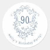 クラシック青フランスのフローラクレスト90誕生日 ラウンドシール (正面)