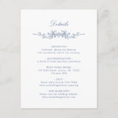 クラシック青フランスのフローラ結婚詳細 エンクロージャーカード (正面)