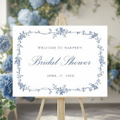 クラシック青フランスのブライダルシャワーウェルカムサイン ポスター