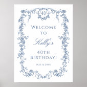 クラシック青フランスの40歳の誕生日パーティーへようこそ ポスター (正面)