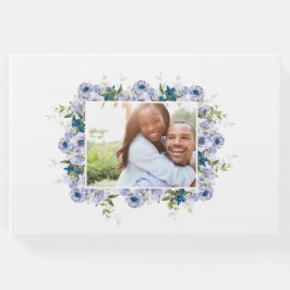 クラシック青フローラの結婚婚約写真 ゲストブック