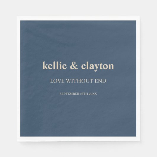 クラシック青モダン型結婚ナプキン スタンダードランチョンナプキン (正面)