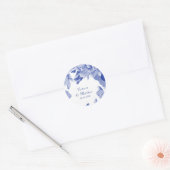 クラシック青モダン白フローラ結婚ズ ラウンドシール (封筒)