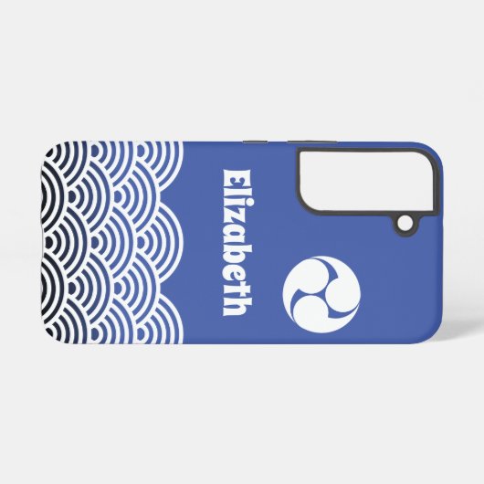 クラシック青日本の波の模様 SAMSUNG GALAXYケース (裏面横)