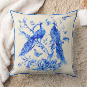 クラシック青牡丹クリーム背景 クッション (ブランケット)