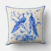 クラシック青牡丹クリーム背景 クッション (裏面)