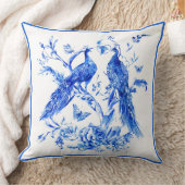 クラシック青牡丹白地 クッション (ブランケット)