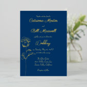 クラシック青王室のと金ゴールド結婚式招待状 箔招待状 (立ち正面)