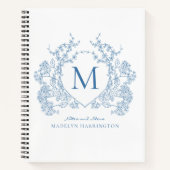 クラシック青王室のフローラクレストモノグラムジャーナル ノートブック (正面)