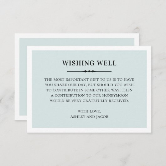 クラシック青結婚の願い。エレガントシンプル エンクロージャーカード (正面/裏面)