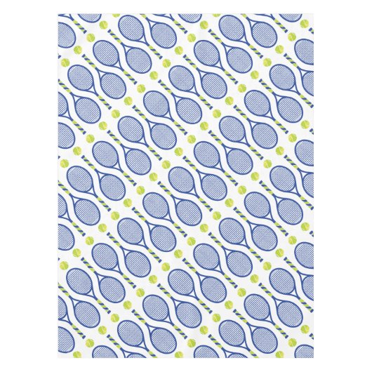 クラシック青💙🎾緑の白いテニス🎾柄 テーブルクロス (正面)