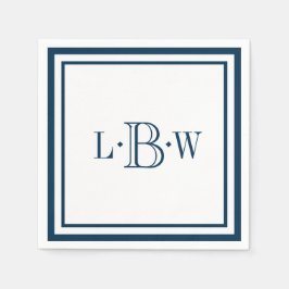 クラシック青縁どモノグラムの スタンダードカクテルナプキン