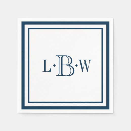 クラシック青縁どモノグラムの スタンダードカクテルナプキン (正面)