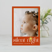 クラシック静かOrange Night Christmas Star Photo 箔シーズンカード (立ち正面)