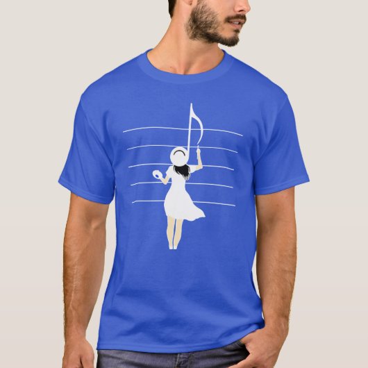 クラシック音楽のための音符を描く女性 fri tシャツ (正面)