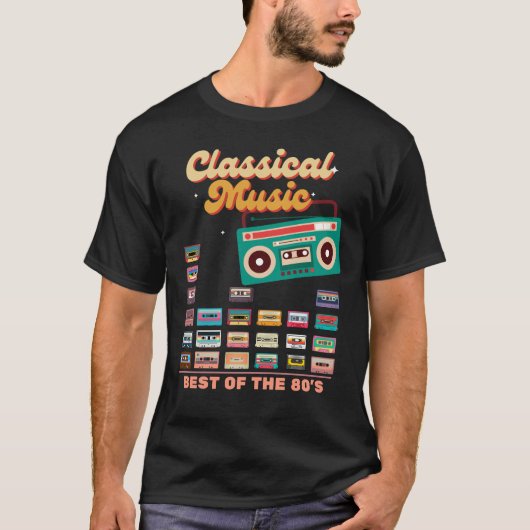 クラシック音楽カセットテープレトロ80のT型 Tシャツ (正面)