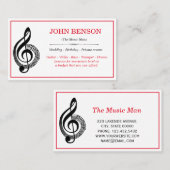 クラシック音楽先生ブラックトレブルクレフ、 音符記号とノート 名刺 (正面/裏面)