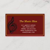 クラシック音楽先生ホワイトトレブルクレフ、 音符記号とノート 名刺 (裏面)