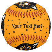 クラシック顔ハロウィーンキャットオンオレンジブラックスターズ ソフトボール (正面)