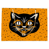 クラシック顔ハロウィーンブラックキャットハッピーホテルブラックスターズ ラージペーパーバッグ (裏面)