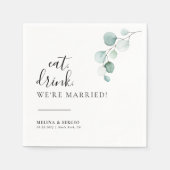 クラシック食べドリンク我々は結婚した結婚の スタンダードカクテルナプキン (正面)