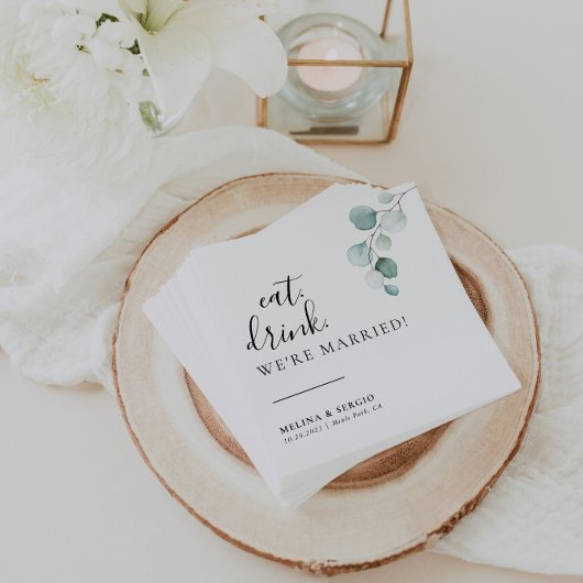 クラシック食べドリンク我々は結婚した結婚の スタンダードカクテルナプキン