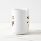 クラシック食べ物ペアリングパン+バター=愛ハート コーヒーマグカップ (中央)