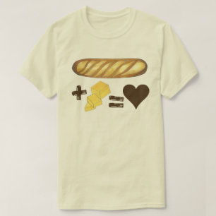 クラシック食べ物ペアリングパン+バター=愛ハート Tシャツ