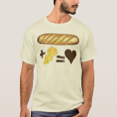 クラシック食べ物ペアリングパン+バター=愛ハート Tシャツ (正面)
